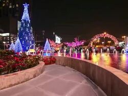 HD Motion Control Time Lapse : Christmas Lights and Crowd Stock Footage