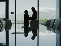 Silhouette of business people talking in conference room / Provo, Utah, United States,  Stock Footage