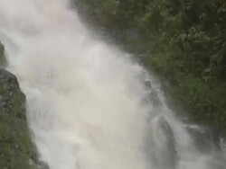 Strormy waterfall in Tahiti Stock Footage