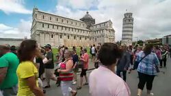 Time Lapse, Crowd visiting at Leaning Tower of Pisa, Italy Stock Footage