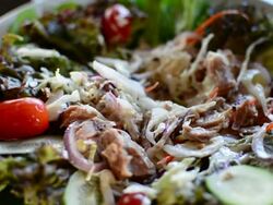 Eating tuna salad. Stock Footage