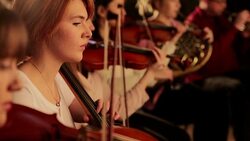 People playing instruments in orchestra Stock Footage