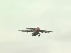 FlyBe BAe146 on landing approach Stock Footage
