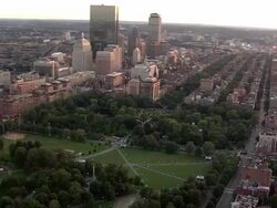 AERIAL, Boston downtown buildings, Massachusetts, USA Stock Footage