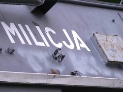 Sign Milicja on an old Tank Stock Footage