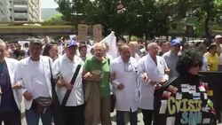 CLEAN : Doctors protest in Caracas against poor working condition News Clip