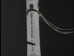 A rocket launches the Echo 1 satellite into space in 1960. Stock Footage