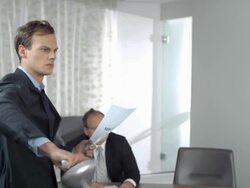 HD Super Slow-Mo: Businessmen Fencing For A New Client Stock Footage