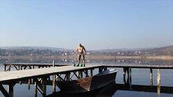 Doing exercise with kettle Stock Footage