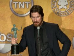 SPEECH: Christian Bale at the 17th Annual Screen Actors Guild Awards - Press Room at Los Angeles CA. (Footage by WireImage Video/GettyImages) Stock Footage