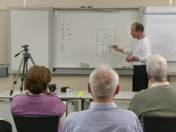 HD: Lecturer Sketching Photographic Rules Stock Footage