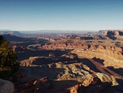 WS PAN View of river in dry desert / Moab, Utah, United States  Stock Footage