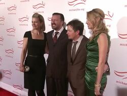Jane Fallon, Ricky Gervais, Michael J. Fox and Tracy Pollan Stock Footage