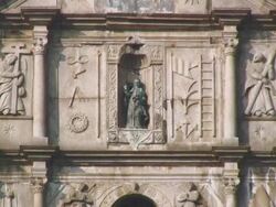 WS ZO View of ruins of Church of St Paul / Macau, China Stock Footage