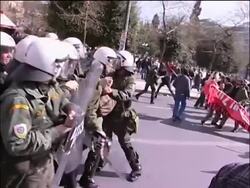 Clashes at protest against financial austerity measures News Clip