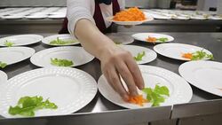 Catering food preparation. Stock Footage