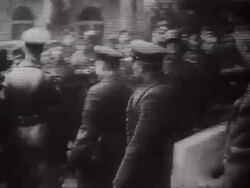 MS Officers getting out headquarters for joining military parade / Brest-Litovsk, Russia Stock Footage