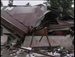 Aerials and ground shots from island hit by quake News Clip
