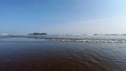 beach with Enoshima -4K- Stock Footage
