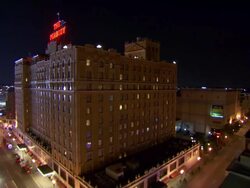 WS View of peabody building at night / Memphis, Tennessee, United States Stock Footage