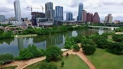 Austin Reflections over Park with Circles Stock Footage