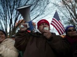 Immigration Groups Celebrate Obama Executive Action In Front Of White House Stock Footage
