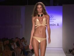 Models walk the runway during the Vitamin A by Amahlia Stevens swimwear 2013 show at the Vitamin A by Amahlia Stevens - Runway - MBFW Miami Swim 2013 Stock Footage