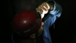 speleology explorer in a cave examining , looking around Stock Footage