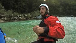 HD Super Slow-Mo: Whitewater Rafting Guide Stock Footage