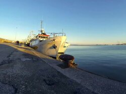 Harbour landscape at dusk Stock Footage
