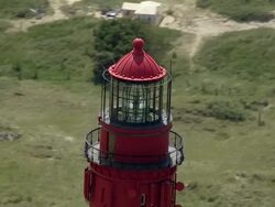 WS AERIAL CU View of light house / FoehrAmrum, Schleswig-Holstein, Germany Stock Footage