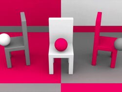 Chairs, Bouncing Balls and Copyspace in Red White Gray Stock Footage