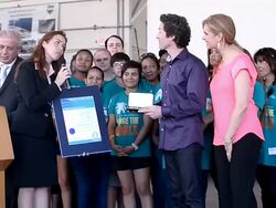 Joel Osteen & Victoria Osteen at the presentation Stock Footage