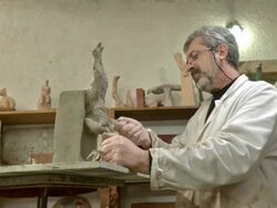 HD: Sculptor Artist Modeling Clay Stock Footage