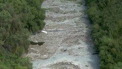 Garbage and debris blocking water flow canal in Ecatepec, Mexico. Stock Footage