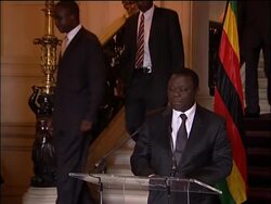 Zim PM Tsvangirai meeting French FM, photo op, sot News Clip