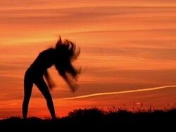 HD: Woman At Sunset Stock Footage