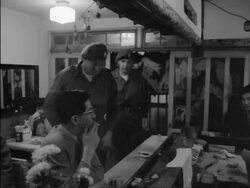 Canadian soldiers eat sushi in post-war Japan Stock Footage