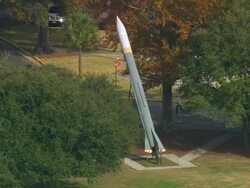 MS AERIAL Shot of missile at Citadel military college / South Carolina, United States Stock Footage