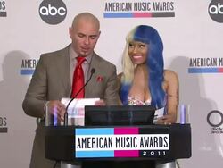 Pitbull and Nicki Minaj announce the nominees for the 2011 American Music Awards  (Footage by WireImage Video/Getty Images Entertainment Video) Stock Footage