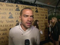 INTERVIEW: Jesse Williams on coming out tonight at GRAMMY Glam Presented By CoverGirl, Olay, And Venus on 2/7/12 in Los Angeles, CA Stock Footage