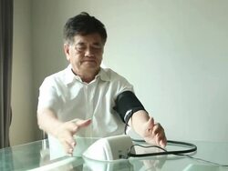 Old man happy the blood pressure Stock Footage