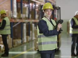 Portrait Of A Female Warehouse Employee Stock Footage