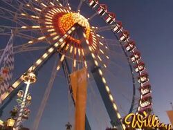 ferris wheel at night and flashing lights Stock Footage