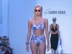 Models walk the runway during 6 Shore Road - Mercedes-Benz Fashion Week Swim 2014 Stock Footage