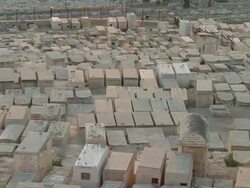 MS TU View of Jewish tombs on Mount of Olives / Jerusalem, Mechoz Jeruschalajim, Israel Stock Footage