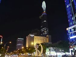 WS View of Bitexco Financial Tower / Ho Chi Minh, Vietnam Stock Footage