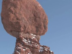 MS TU ZO View of Fresh Snow on Red Rock Desert, Natural Arch / Moab, Utah, United States Stock Footage