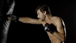 Athletic Male Boxing Slow-Motion Stock Footage