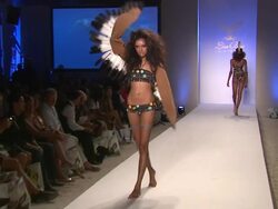 Models walk the runway during the Lisa Blue swimwear 2012 show Stock Footage